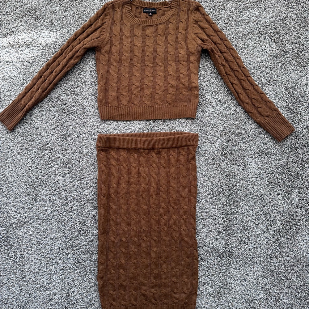 Two-piece Sweater Top and Skirt